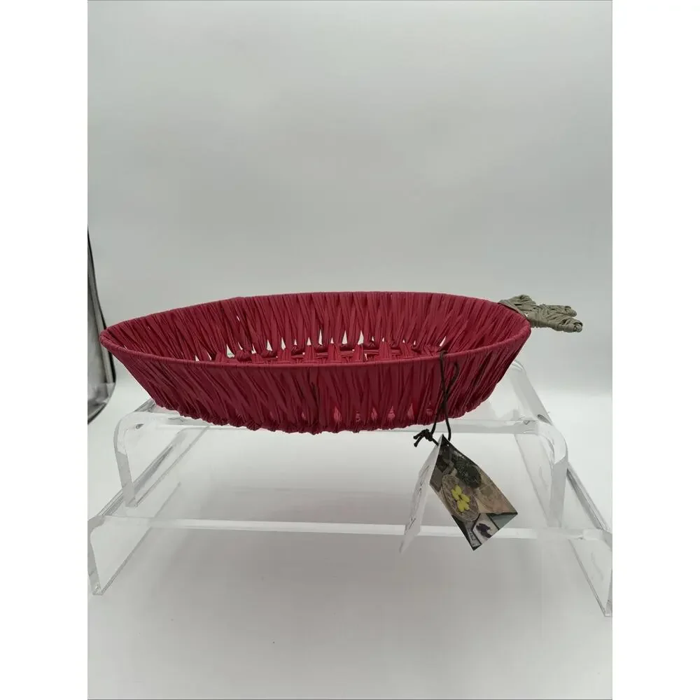 Nwt RGI Home Decorative Display Strawberry Shaped Basket Red/Green Cottage Core
